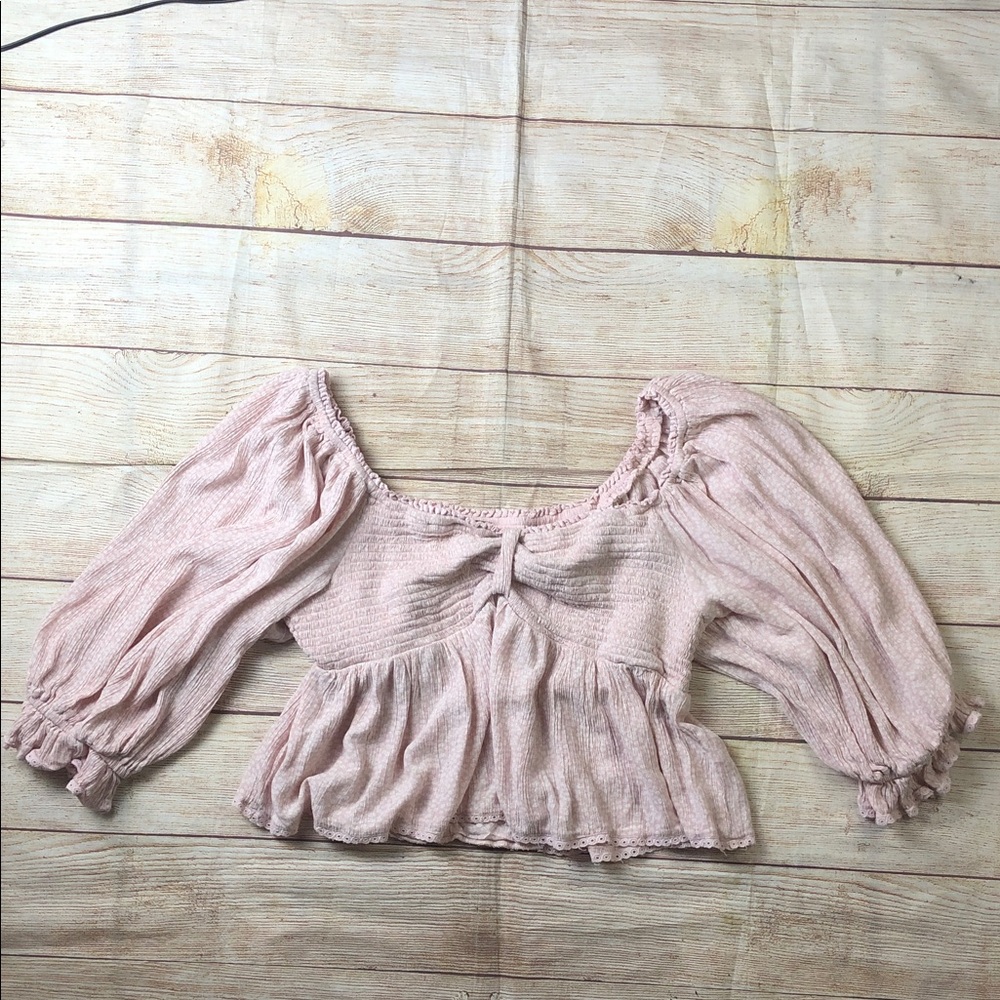 Free People Brittnee‎ Print Smocked Peplum Top